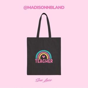 Teacher Cotton Tote Bag - Available in Beige, Pink, Brown, & Black